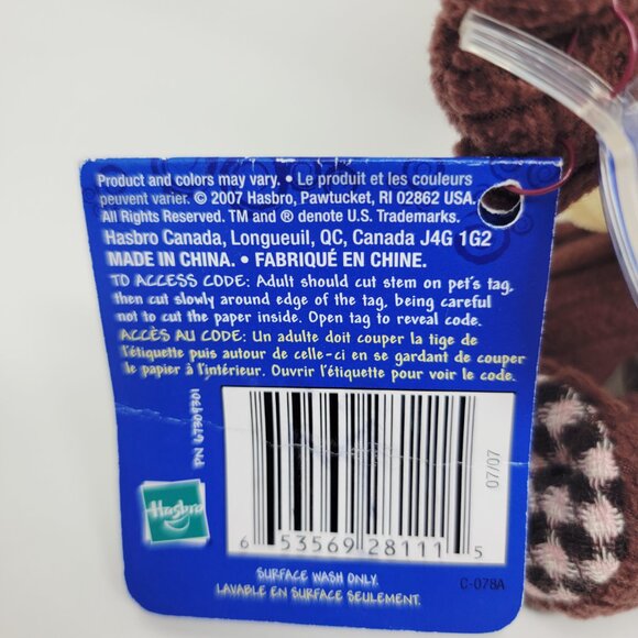 Littlest Pet Shop VIP Plush Monkey Brown Checkered Knit Style  + Tags **READ** - Picture 4 of 7